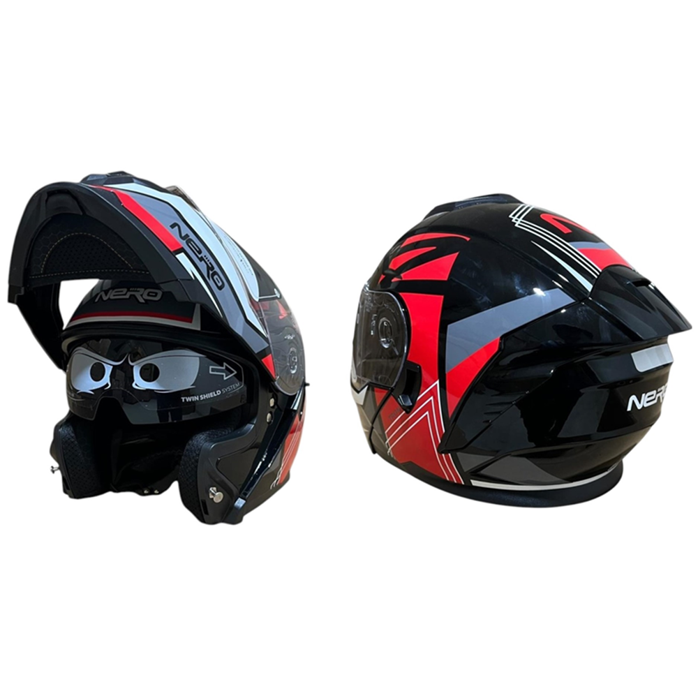 NERO KASK ÇENE AÇILIR 920 SİYAH - KIRMIZI F1 (L)