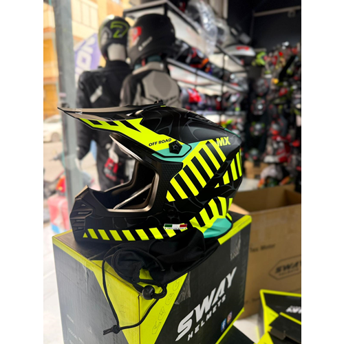 SWAY SW 618 ALERT BLACK GREEN ÇOCUK CROSS KASKI