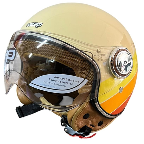 NERO KASK ÇENESİZ KREM - SARI - TURUNCU TK-06 S