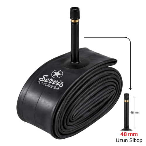 26*1,95 / 2,125 İÇ LASTİK (UZUN SİBOP) SERVİS 48 MM BUTYL