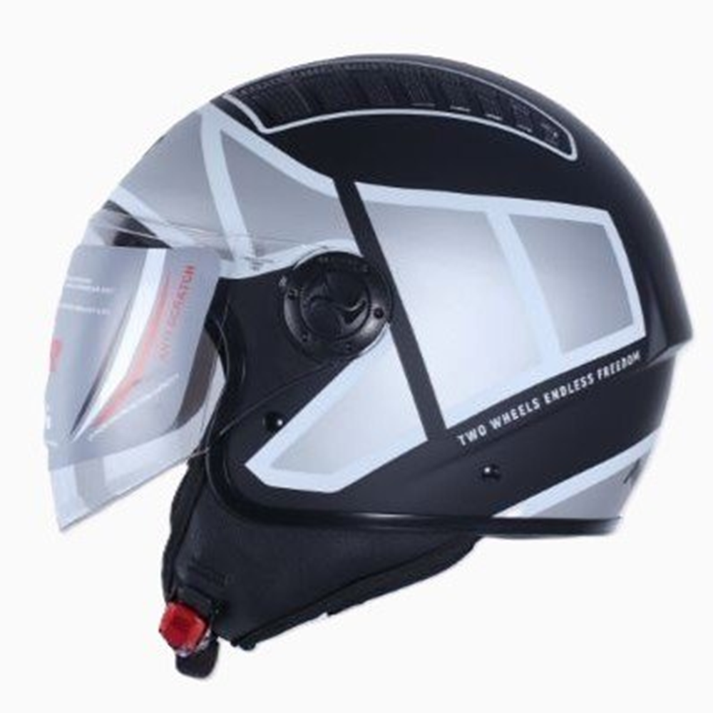 KASK ÇENESİZ 230 ECE BELGELİ- SİYAH BEYAZ GRAFİK - NCR - MAT SİYAH - BEYAZ - M