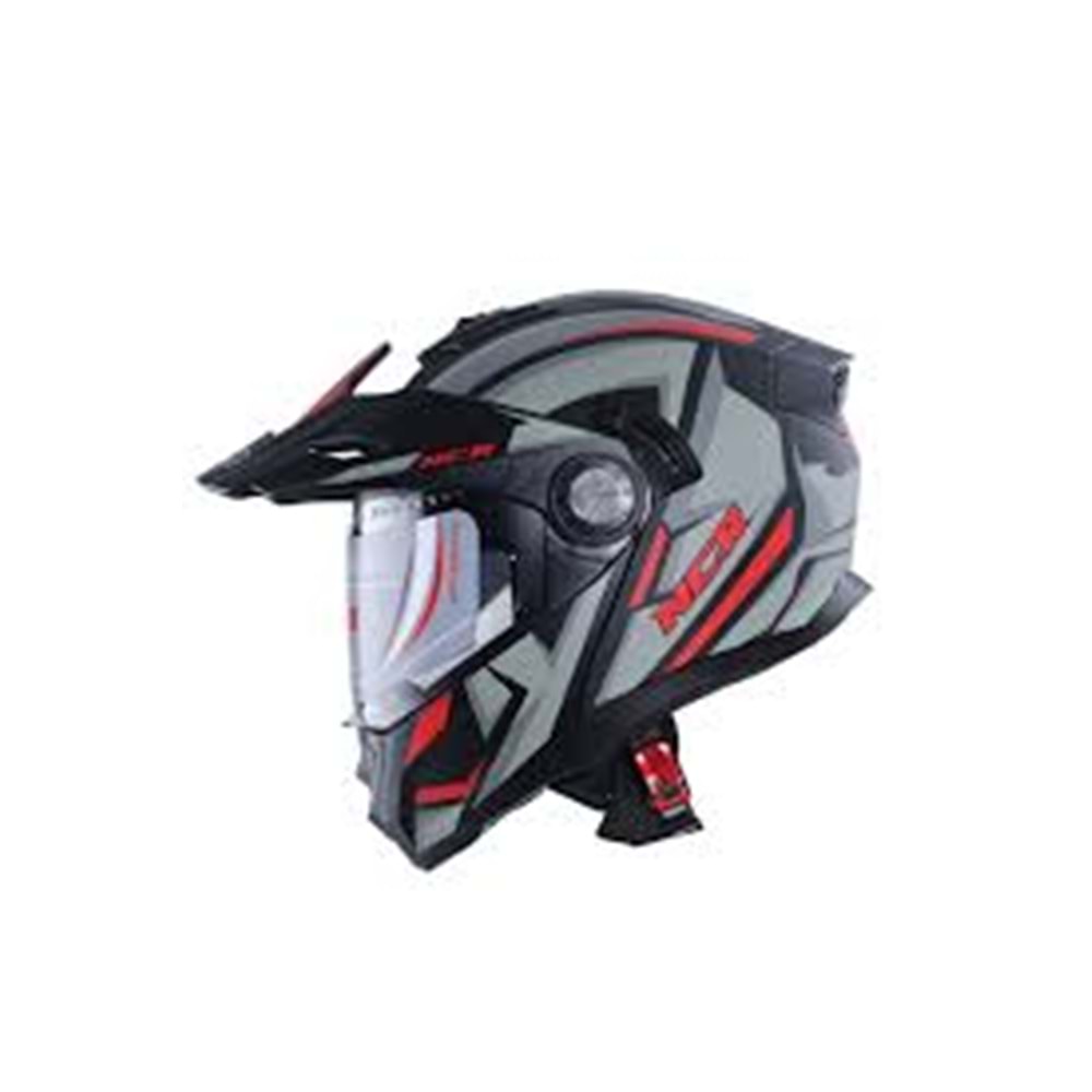 KASK ÇENE AÇILIR VİZÖRLÜ 165 ECE BELGELİ - KIRMIZI-GRİ GRAFİK - L