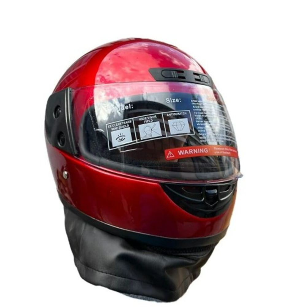 MOTOR KASK DERİLİ ( BOYUNLUKLU ) SADECE KIRMIZI
