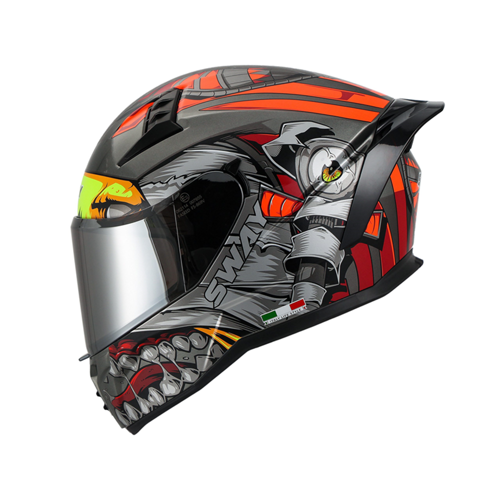 SWAY 869 VENO KASK RED GREY BLACK - KIRMIZI GRAFİK - M