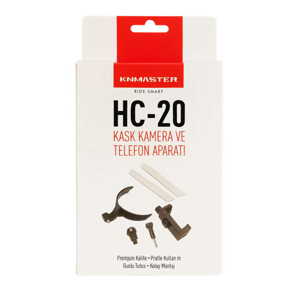 KNMASTER HC-20 KASK ÇENE YAPIŞTIRICILI TELEFON VE AKSİYON KAMERA TUTUCU FULL SET