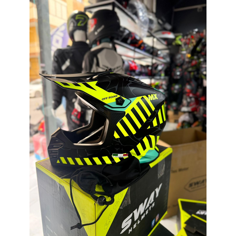 SWAY SW 618 ALERT BLACK GREEN ÇOCUK CROSS KASKI