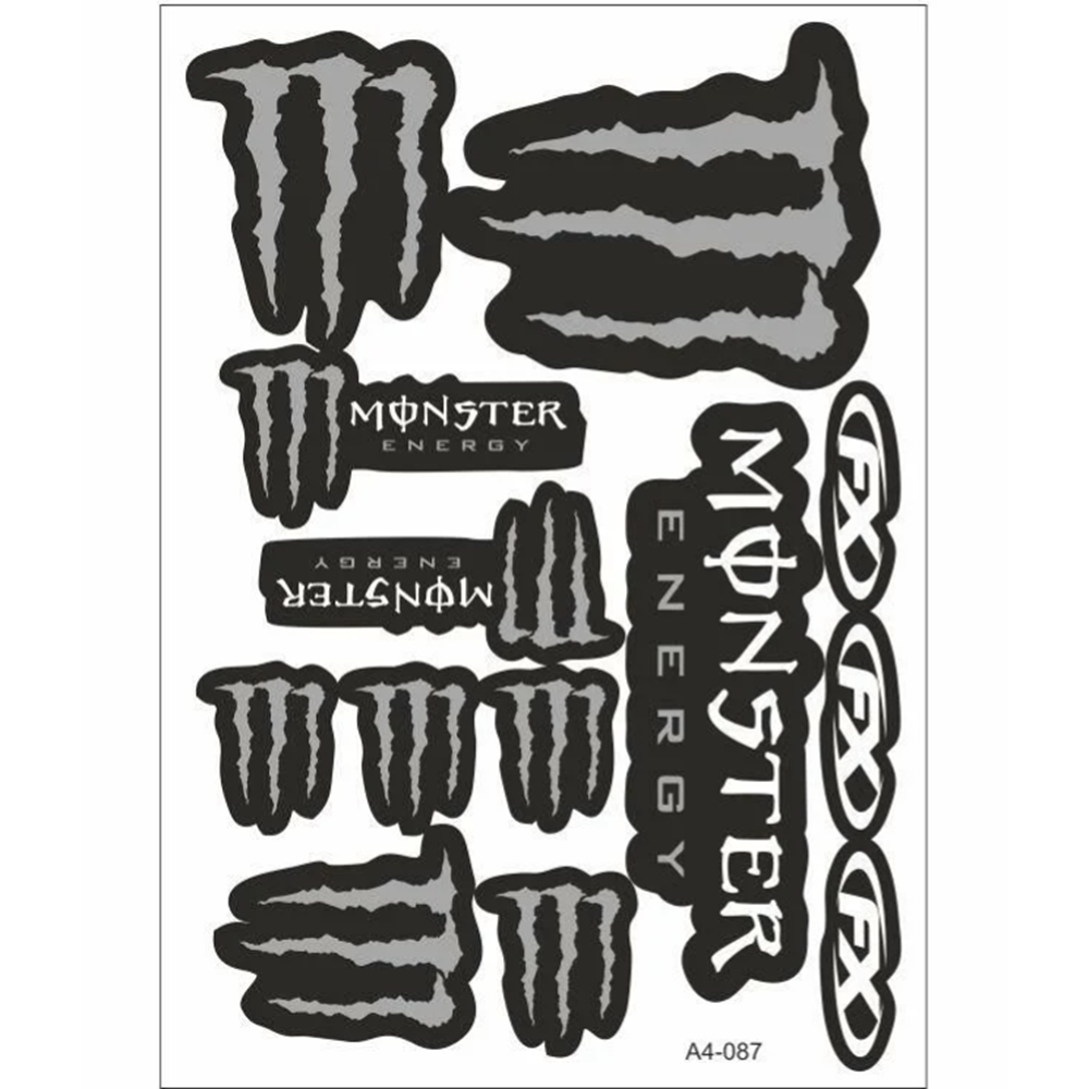 A4 STİCKER TEK PAKET ÇOKLU MONSTER SİYAH