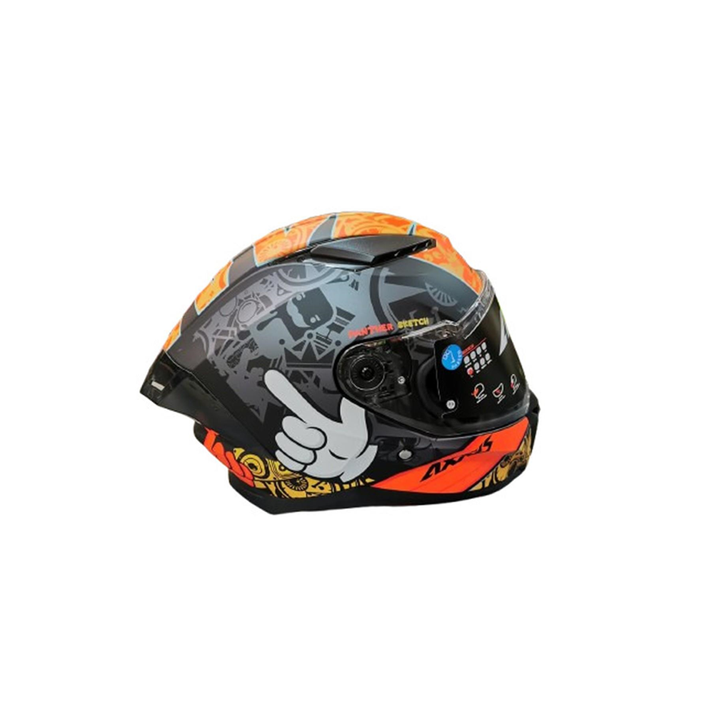 AXXIS PANTHER SKETCH B4 MAT TURUNCU / MAVİ KASK
