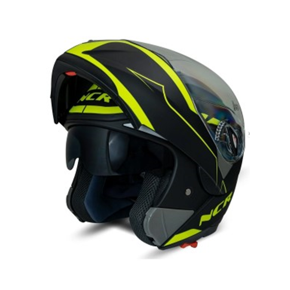 MOTOR KASK ÇENE AÇILIR GÖZLÜKLÜ NCR - 158 - SARI GRAFİK - M