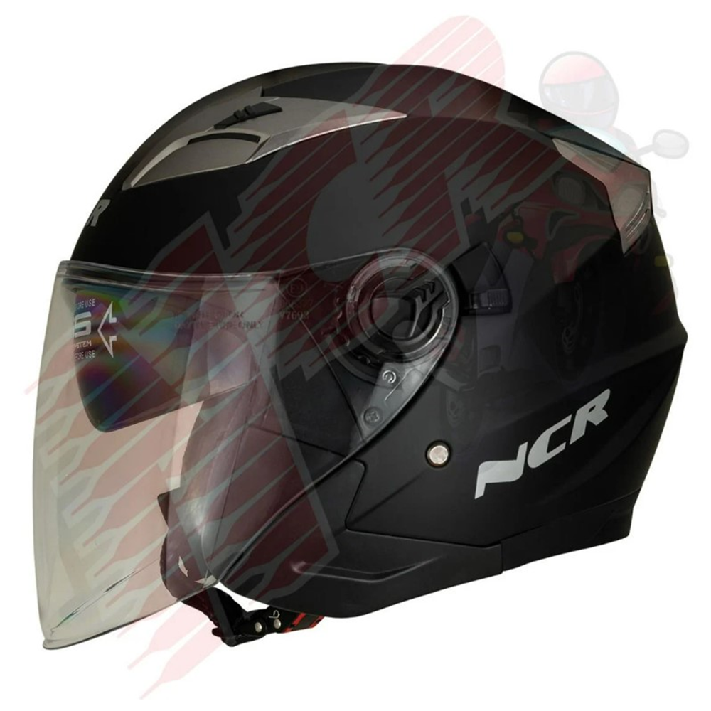 KASK ÇENESİZ VİZÖRLÜ NCR 708 ECE BELGELİ - MAT SİYAH - XL
