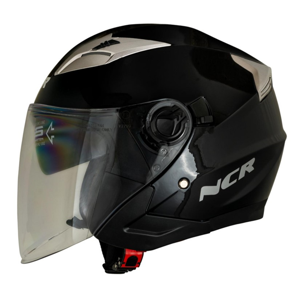 KASK ÇENESİZ VİZÖRLÜ NCR 708 ECE BELGELİ - PARLAK SİYAH - M