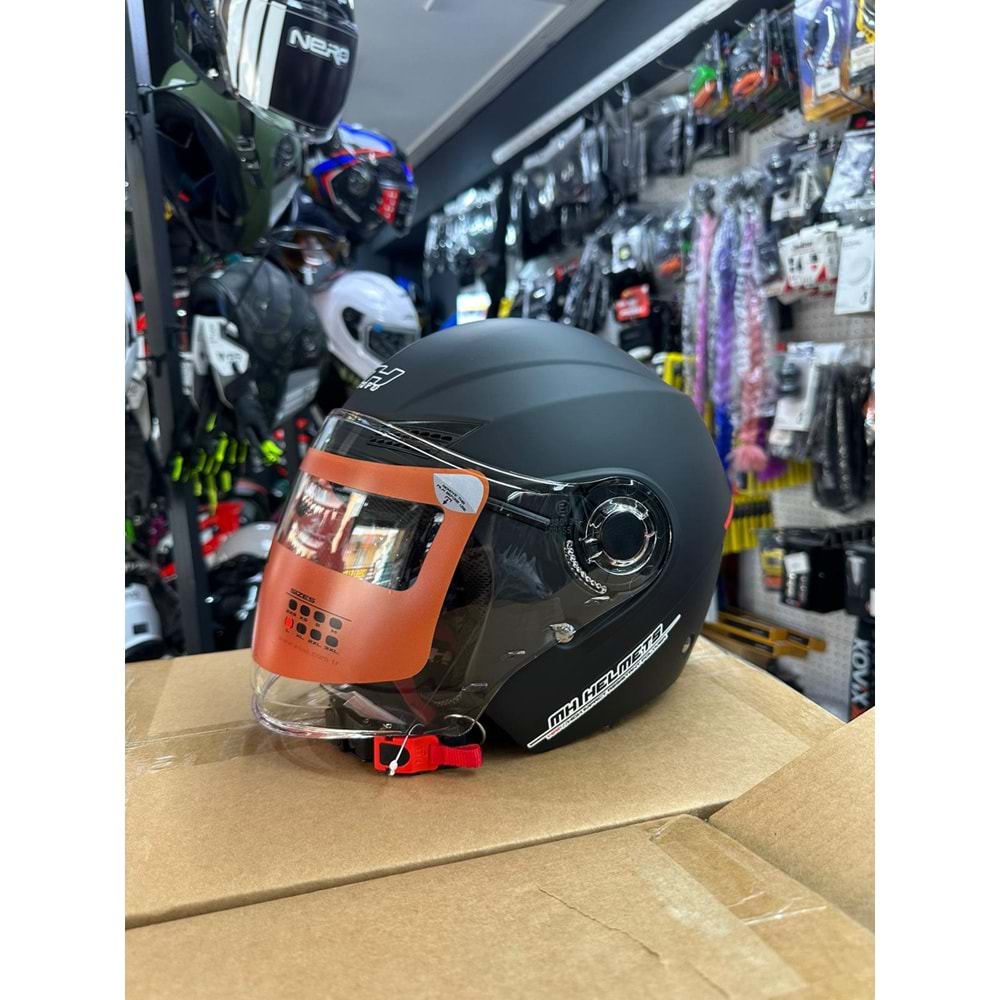 MH ÇENESİZ MAT SİYAH KASK - F93251-MAT SİYAH-M