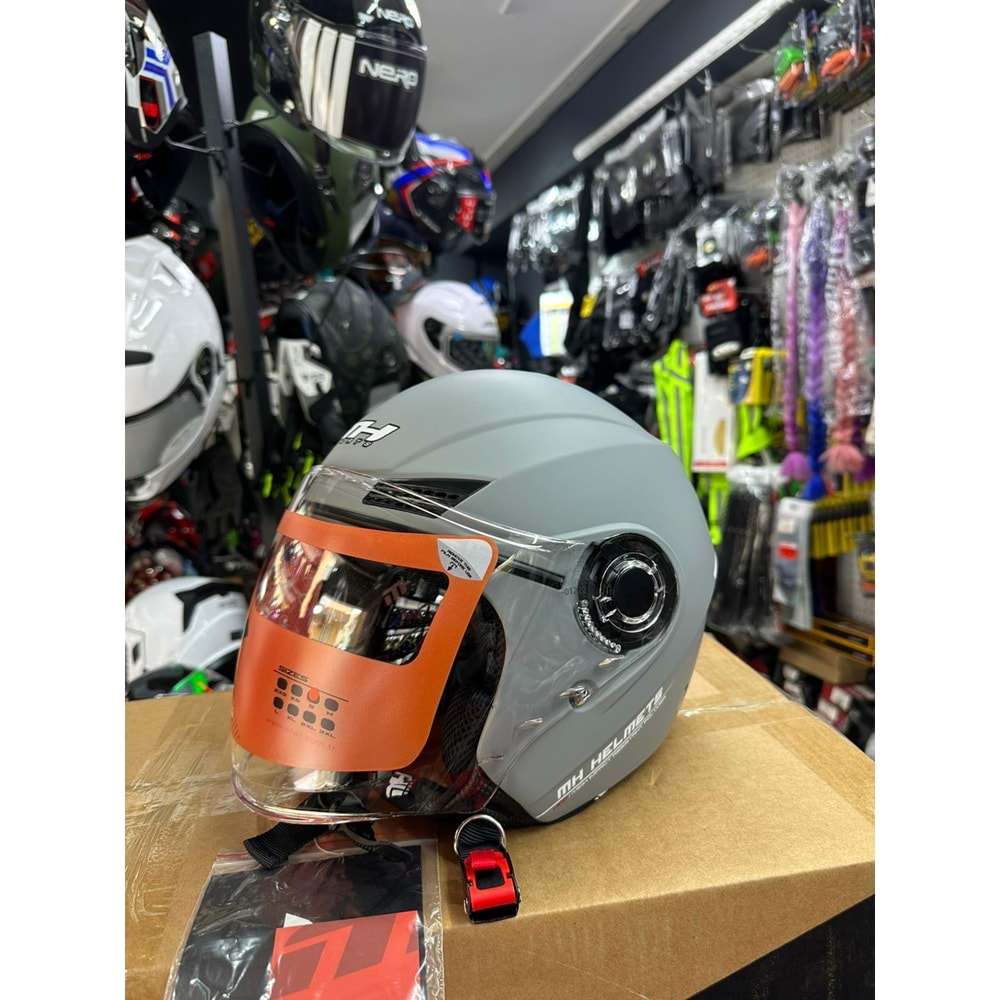 MH ÇENESİZ MAT GRİ KASK - F93252-GRİ-S
