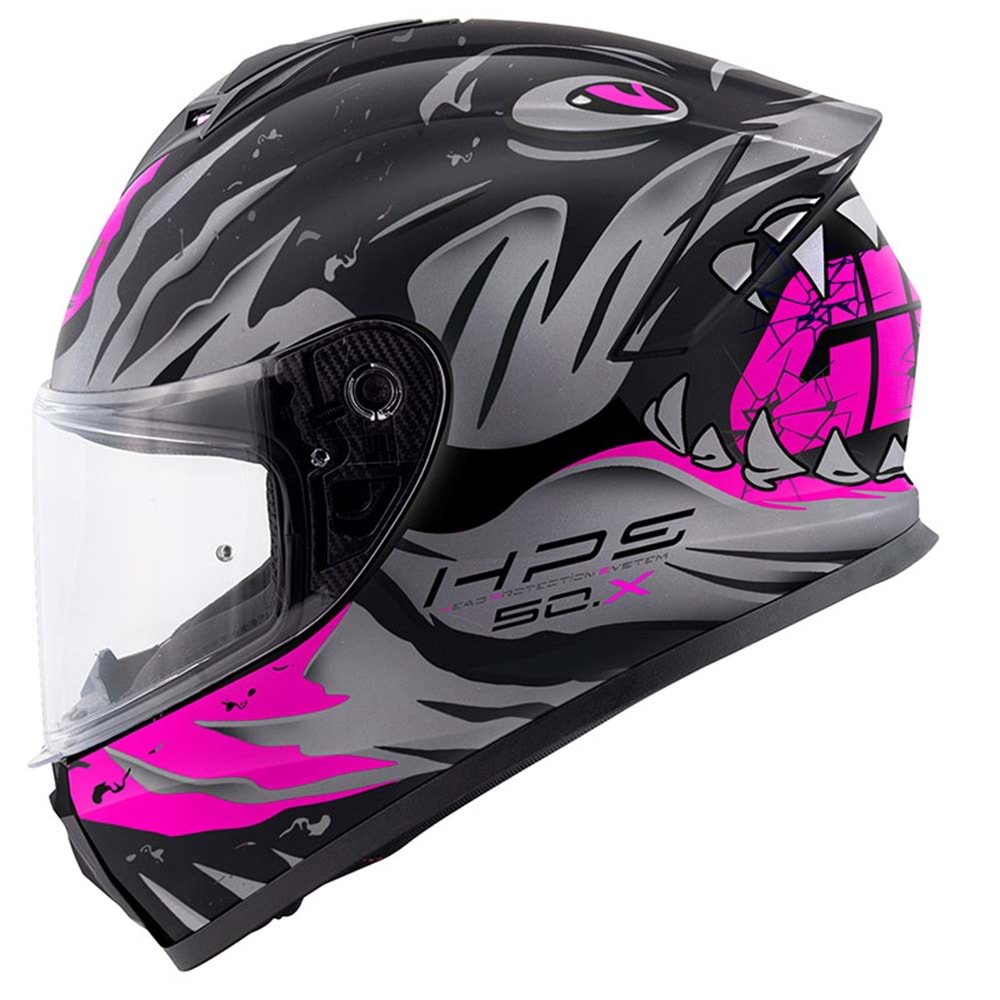 GIVI 50.X SHARKBITE MAT SİYAH-GRİ-PEMBE KASK - F93310-MAT SİYAH/ PEMBE-M