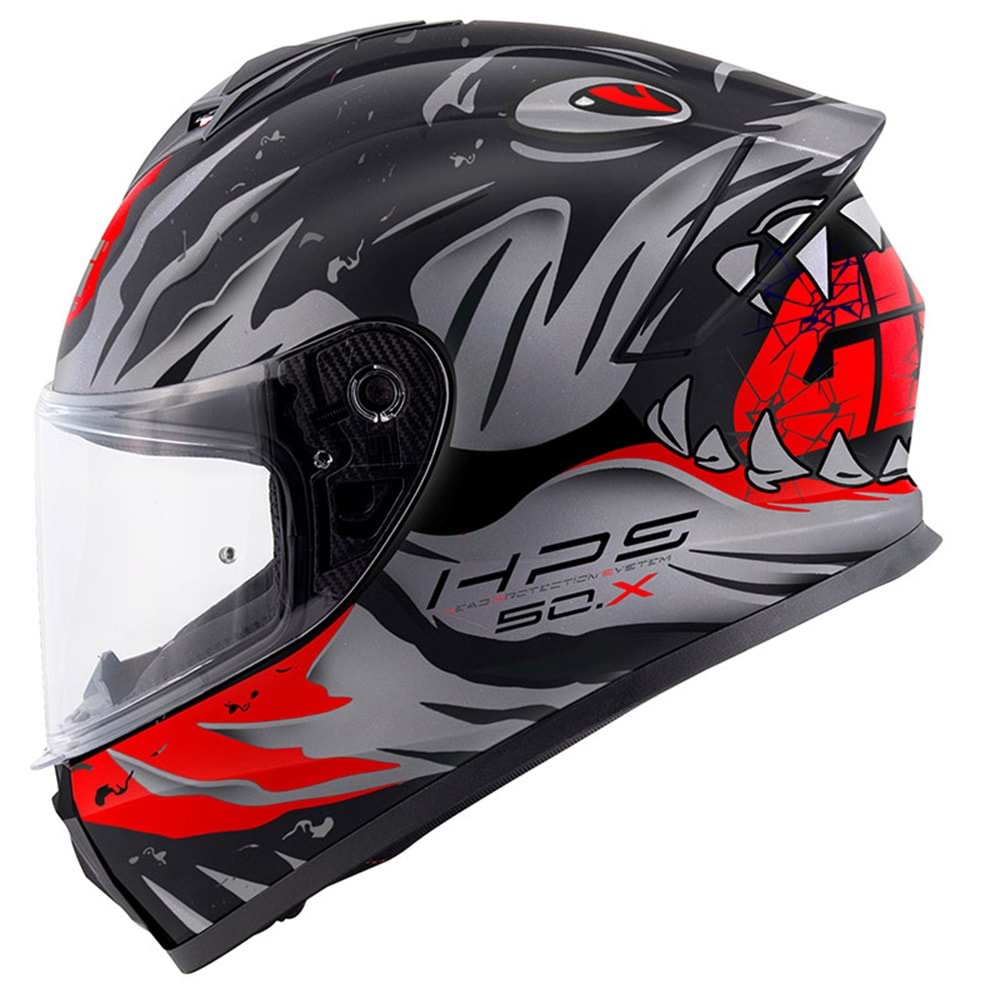 GIVI 50.X SHARKBITE MAT SİYAH-GRİ-KIRMIZI KASK - F93311-MAT SİYAH-GRİ-KIRMIZ-XL