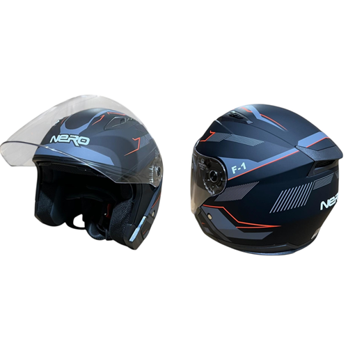 NERO KASK ÇENESİZ 528-1 MAT SİYAH - TURUNCU E2 (MANUEL VİZÖR)