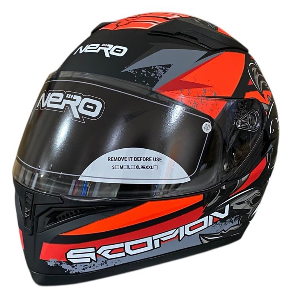 NERO KASK ÇENELİ 316 MAT SİYAH - TURUNCU B3 M