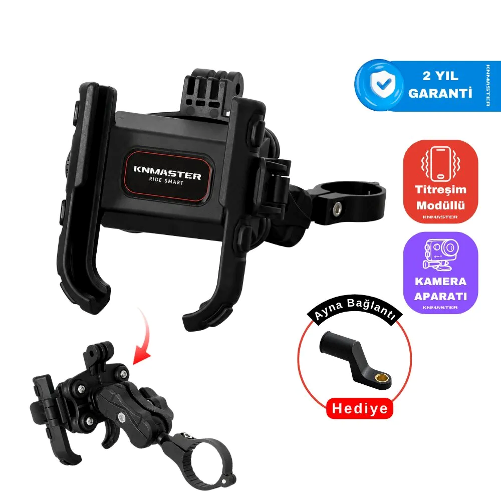 TT450 PRO Titreşim Önleyicili Motosiklet Telefon Tutucu (Kamera Bağlantılı)