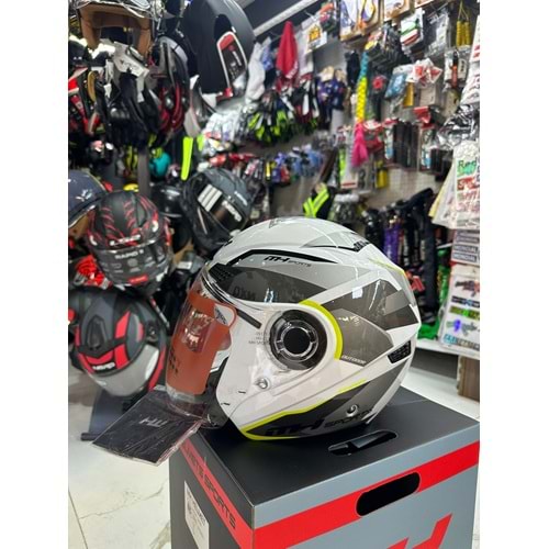 MH ÇENESİZ BEYAZ - GRİ STİCKER KASK S