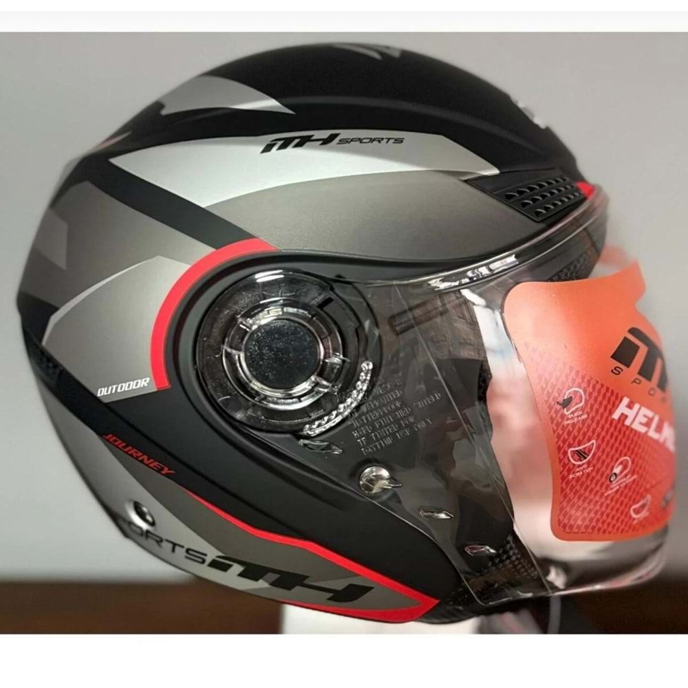 MH ÇENESİZ SİYAH - KIRMIZI STİCKER 2 KASK L