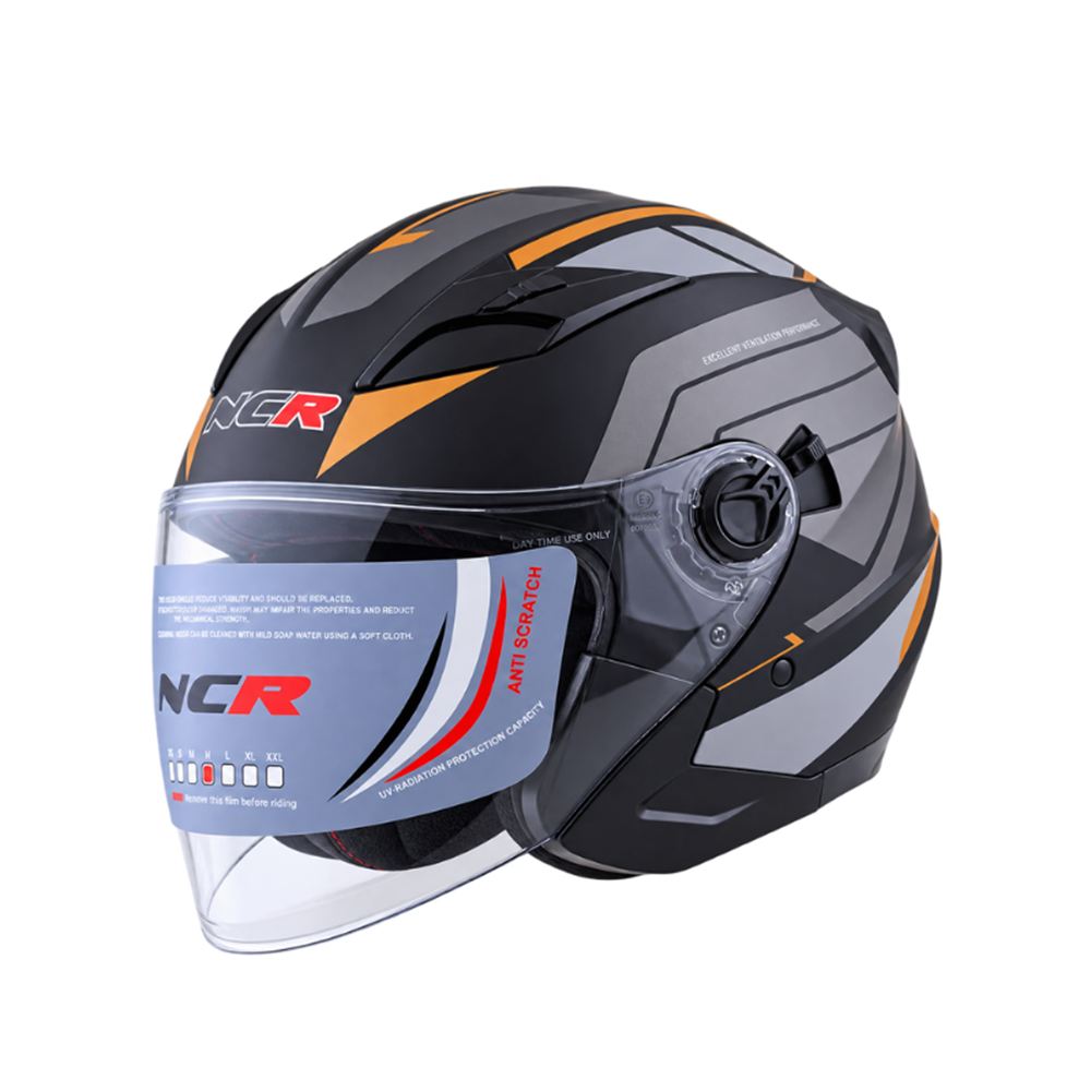 KASK ÇENESİZ VİZÖRLÜ 708 ECE BELGELİ - GRİ - SARI GRAFİK XL
