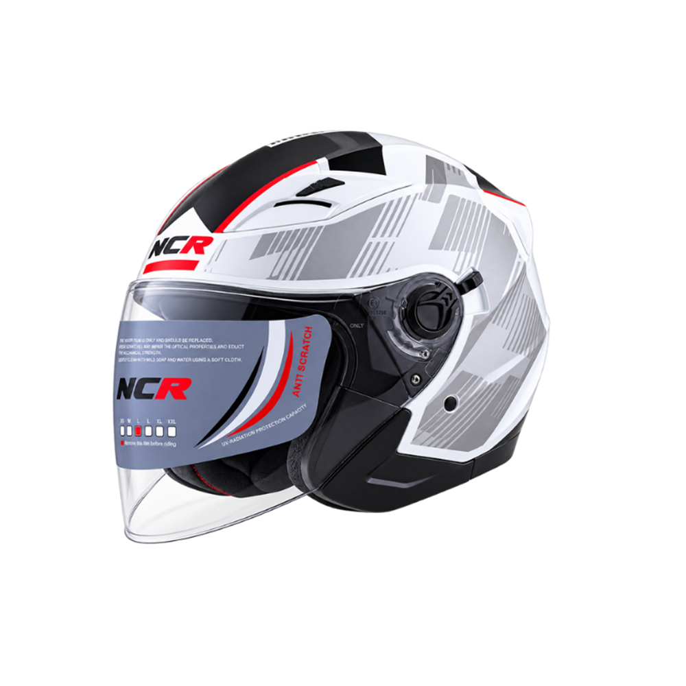 KASK ÇENESİZ VİZÖRLÜ 708 ECE BELGELİ - BEYAZ - SİYAH GRAFİK L