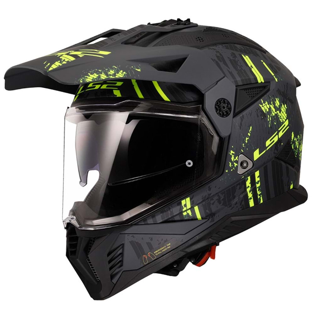 LS2 PIONEER 2 CRAZY MAT SİYAH-GRİ-NEON SARI KASK - L