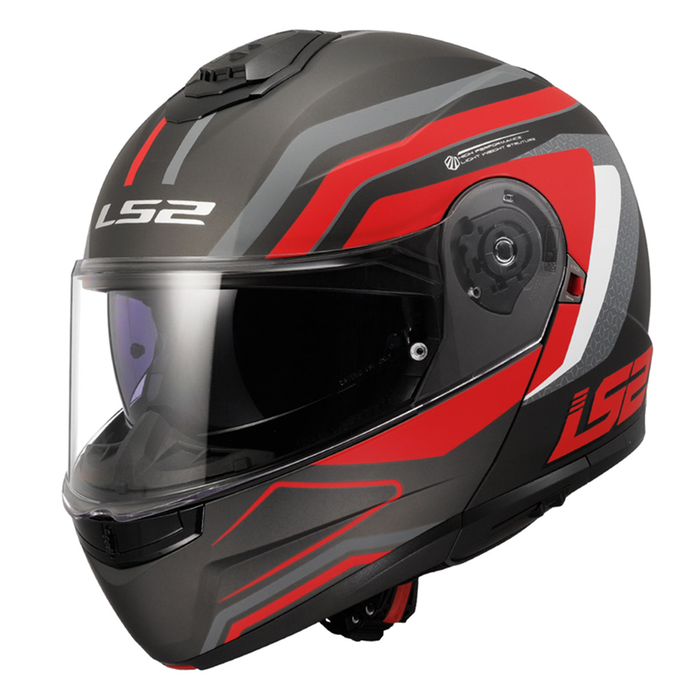 LS2 STROBE 2 PHANTOM MAT TITANIUM-GRİ-KIRMIZI KASK - L
