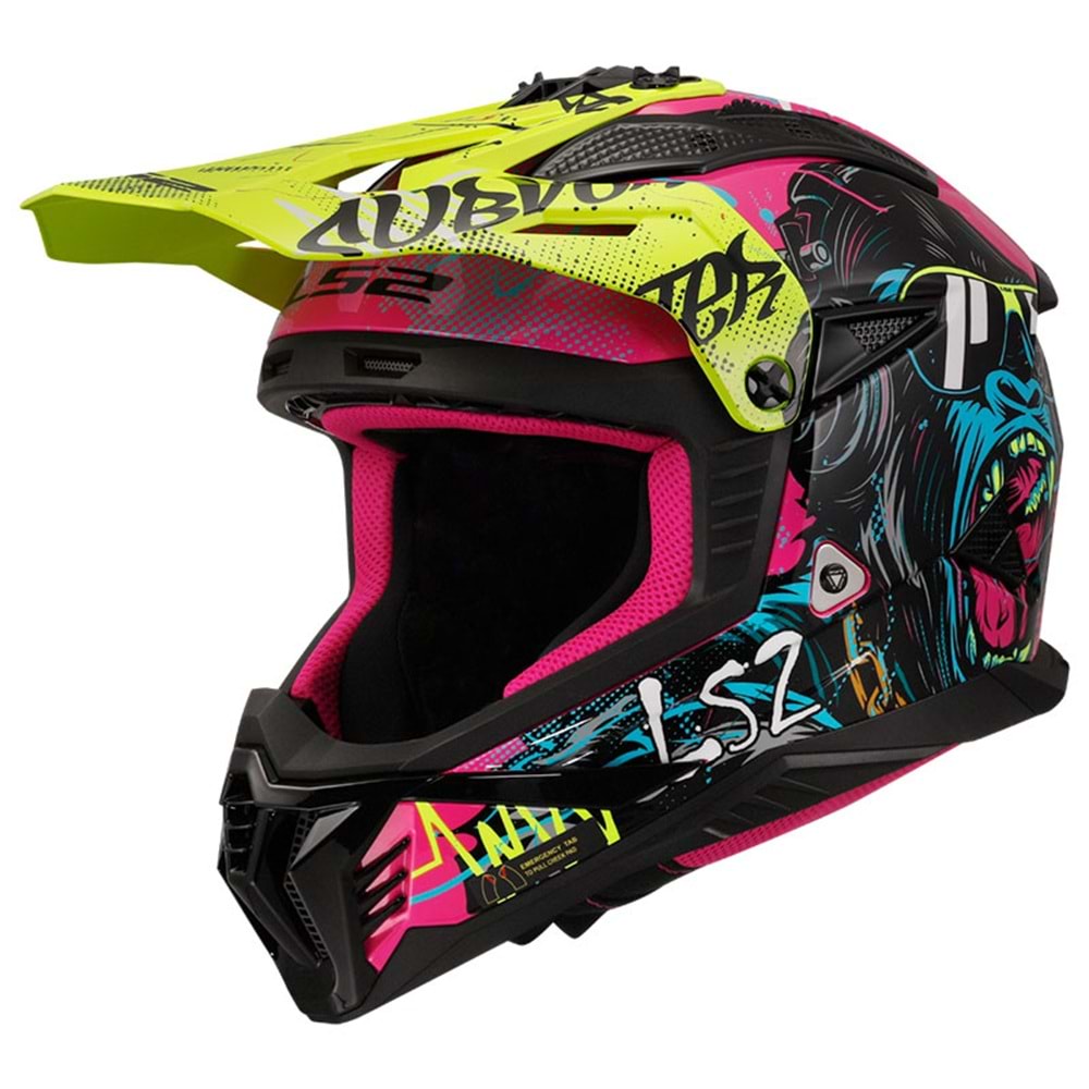LS2 FAST 2 GORILLA MOR-NEON SARI KASK - L