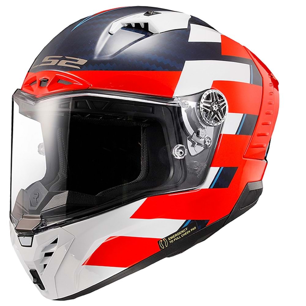 LS2 THUNDER KARBON ALLIANCE KIRMIZI-MAVİ-BEYAZ KASK - L