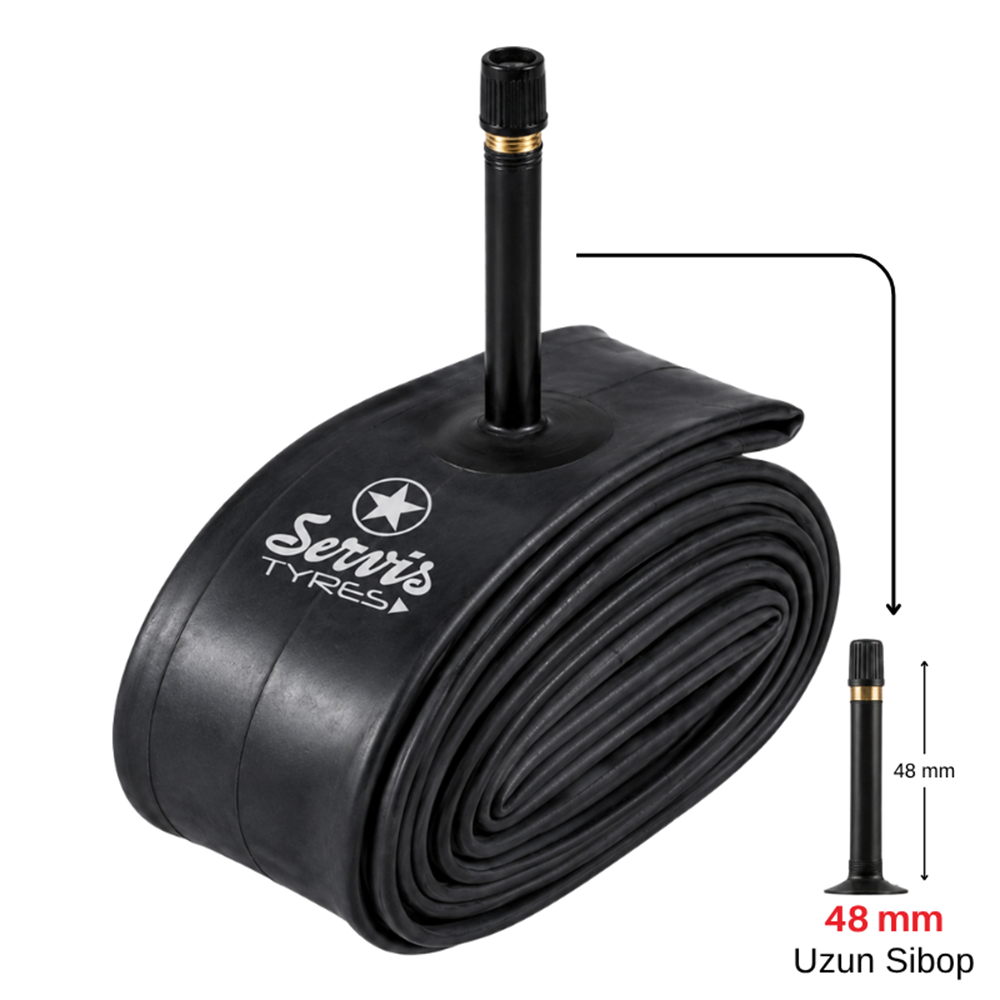 26*1,95 / 2,125 İÇ LASTİK (UZUN SİBOP) SERVİS 48 MM BUTYL